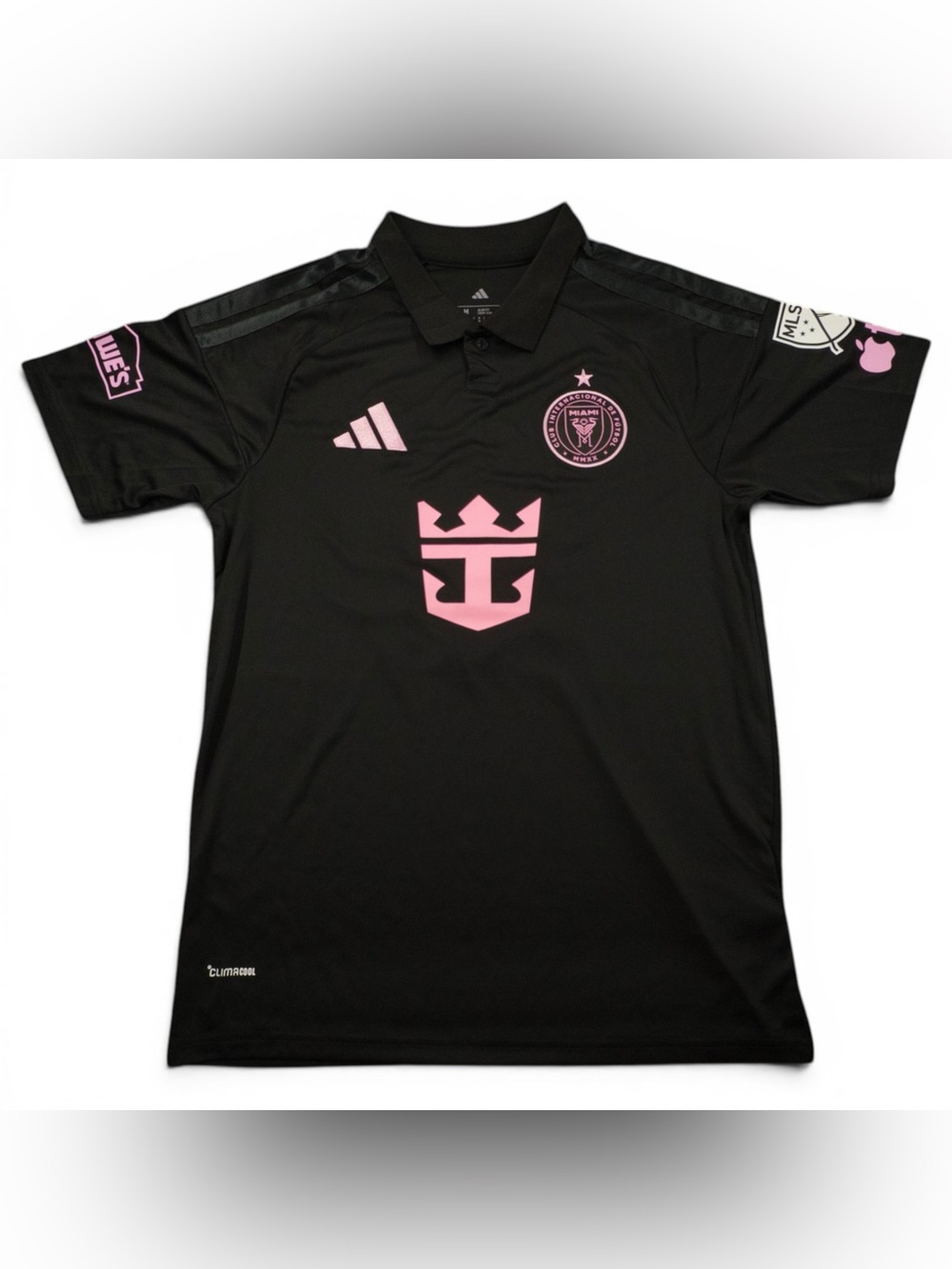 adidas Messi Black and Pink Miami Crest Polo Jersey